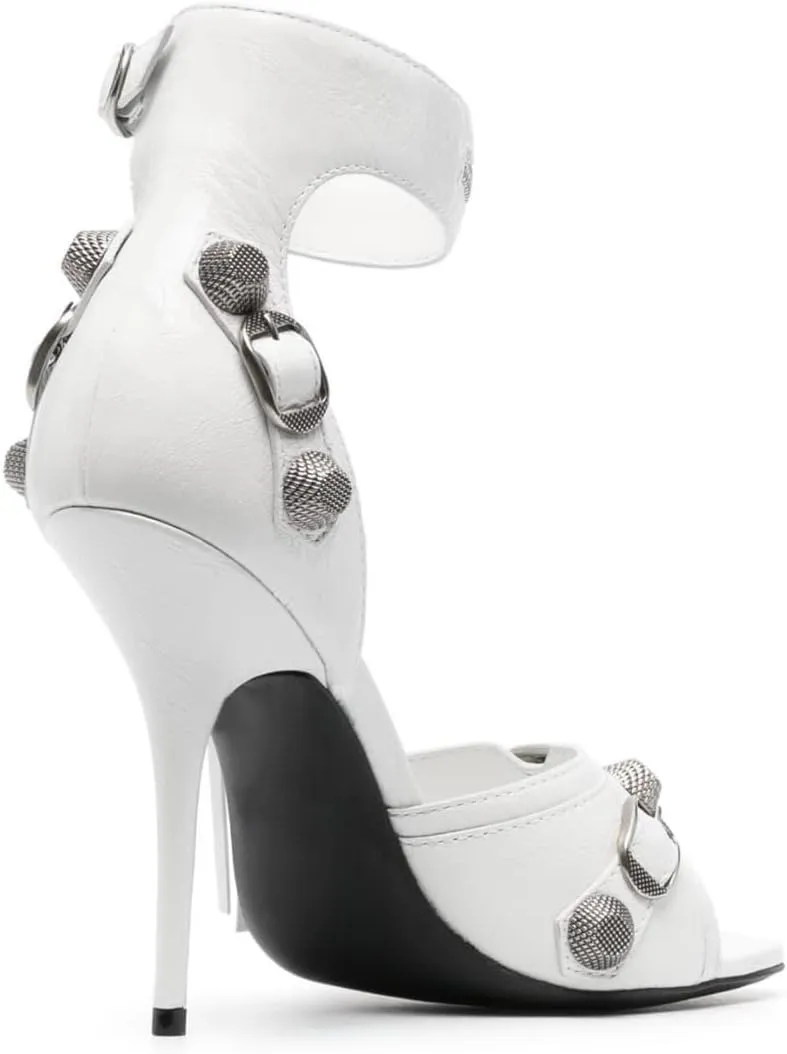 Kluolandi Women's High Stiletto Heeled Sandals with Tassel Open Toe Studded Zipper Ankle Strap High Heels Dress Pumps Shoes