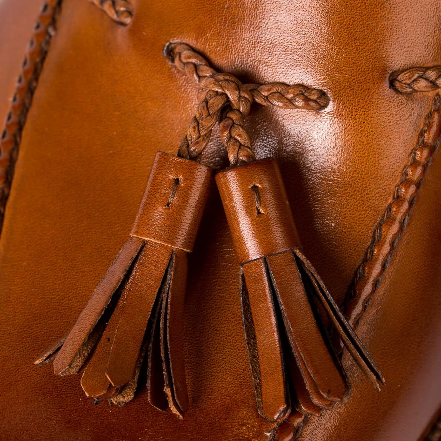 Loafer "Classic Tassel" aus cognacbraunem Kalbsleder - reine Handarbeit