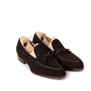 Loop-Loafer "Croc-Tassel" aus braunem Rauhleder - reine Handarbeit