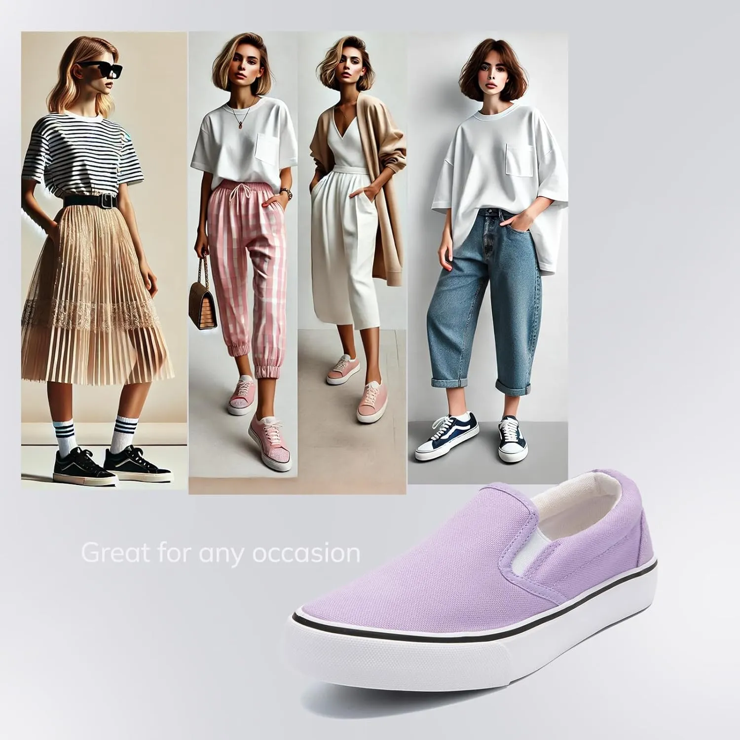 Low-Top Slip Ons Women's Fashion Sneakers Casual Canvas Sneakers for Women Comfortable Flats Breathable Padded Insole Slip on Sneakers Women Low Slip on Shoes