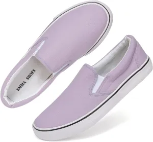 Low-Top Slip Ons Women's Fashion Sneakers Casual Canvas Sneakers for Women Comfortable Flats Breathable Padded Insole Slip on Sneakers Women Low Slip on Shoes