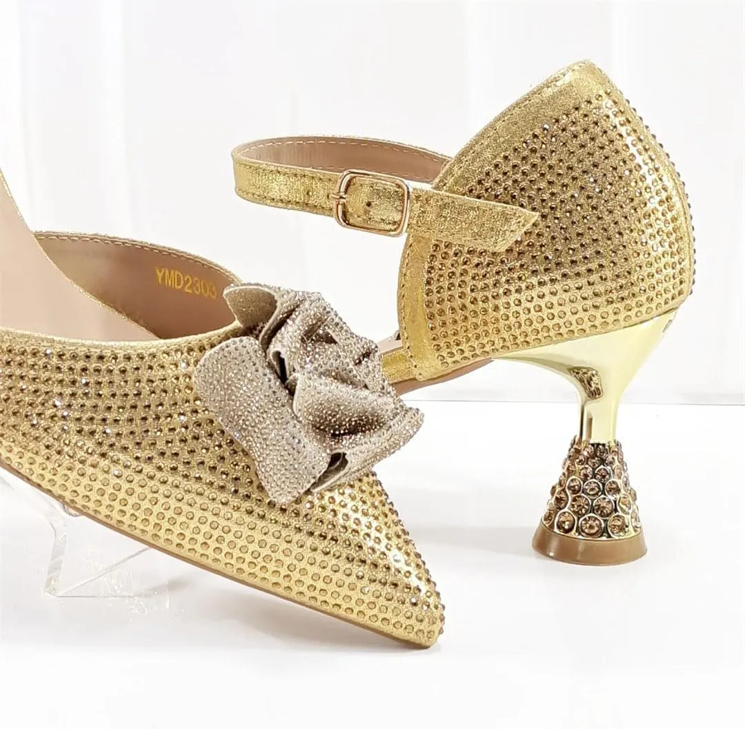 Luxury Water Drill Wedding Party Pumps Matching Bag Set Italian Designer Bridal Accessories