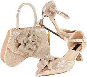 Luxury Water Drill Wedding Party Pumps Matching Bag Set Italian Designer Bridal Accessories