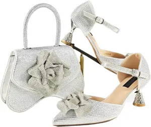 Luxury Water Drill Wedding Party Pumps Matching Bag Set Italian Designer Bridal Accessories