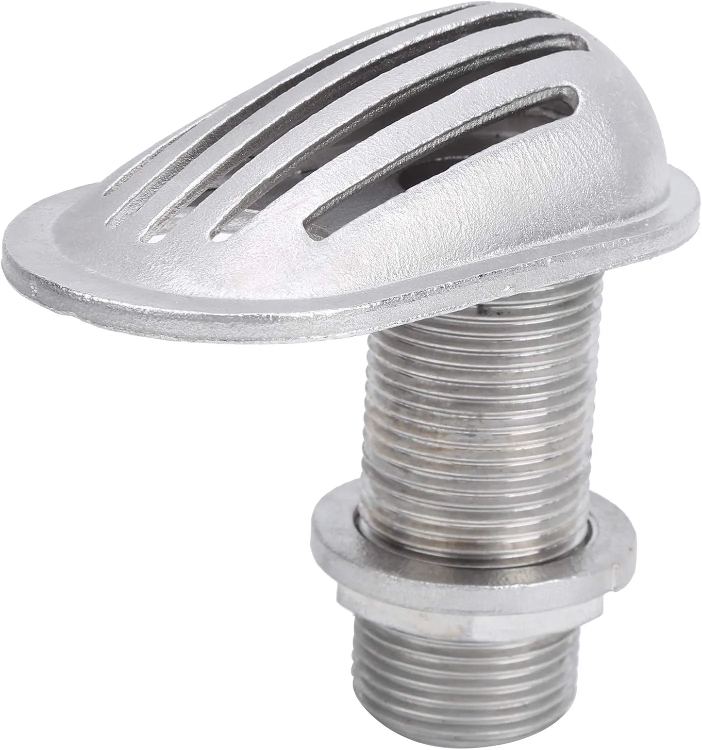 Marine Boat Intake Strainer, 316 Stainless Steel Thread Thru Inlet Filter, Boat Deck Hardware, Pump Fitting Water Outlet Hose Pipe Pickup Intake Scoop for Yacht Kayak, Marine Boat (MJS023-1〃)