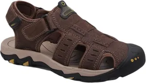 Mens Walking Sandals Closed Toe Sports Outdoor Leather Sandals for Trekking Trail Hiking Running Beach
