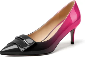 Mettesally Women's Kitten Heels Pumps Pointed Closed Toe Comfort Mid Heels Slip On Wedding Party Casual Office Dress Shoes