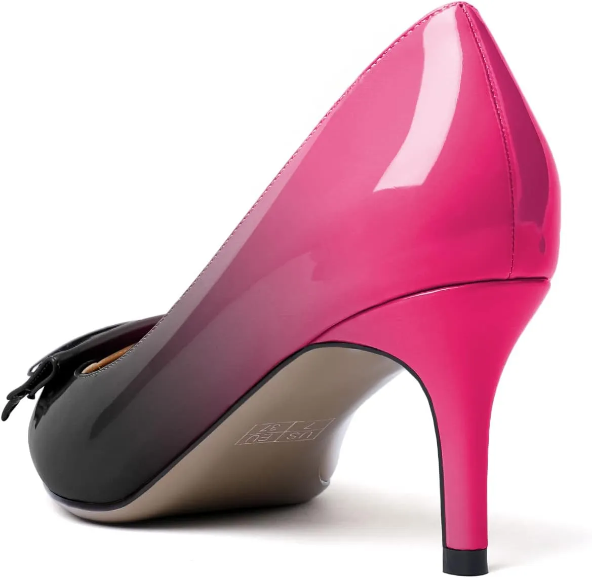 Mettesally Women's Kitten Heels Pumps Pointed Closed Toe Comfort Mid Heels Slip On Wedding Party Casual Office Dress Shoes