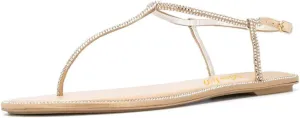 miss left Women Rhinestone T-Strap Thong Sandals Open Clip Toe Flip Flops Glitter Buckle Up Flats Summer Beach Holiday Dressy Shoes Size 4-16 US