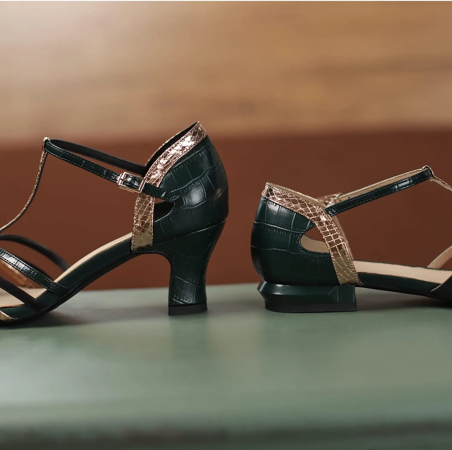 MOOMMO Women Low Heel Sandals Ankle Strap Rainbow Kitten Heel Cage Sandal Shoes T Strap Mary Jane Pumps Chunky Block Heel Cutout Sandals Bridal Wedding Summer Vintage Dressy Elegant Comfort 4-11 M US