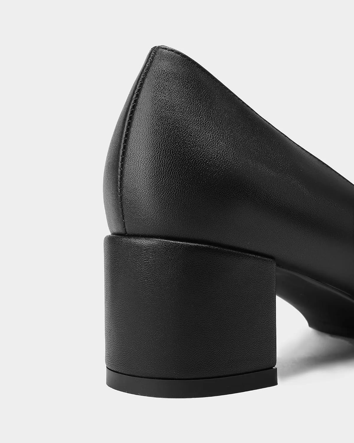 MUCCCUTE Chunky Heels for Women Closed Pointed Toe Pump 2'' Low Block Heels Fashion Round Buckle Dress Work Pumps