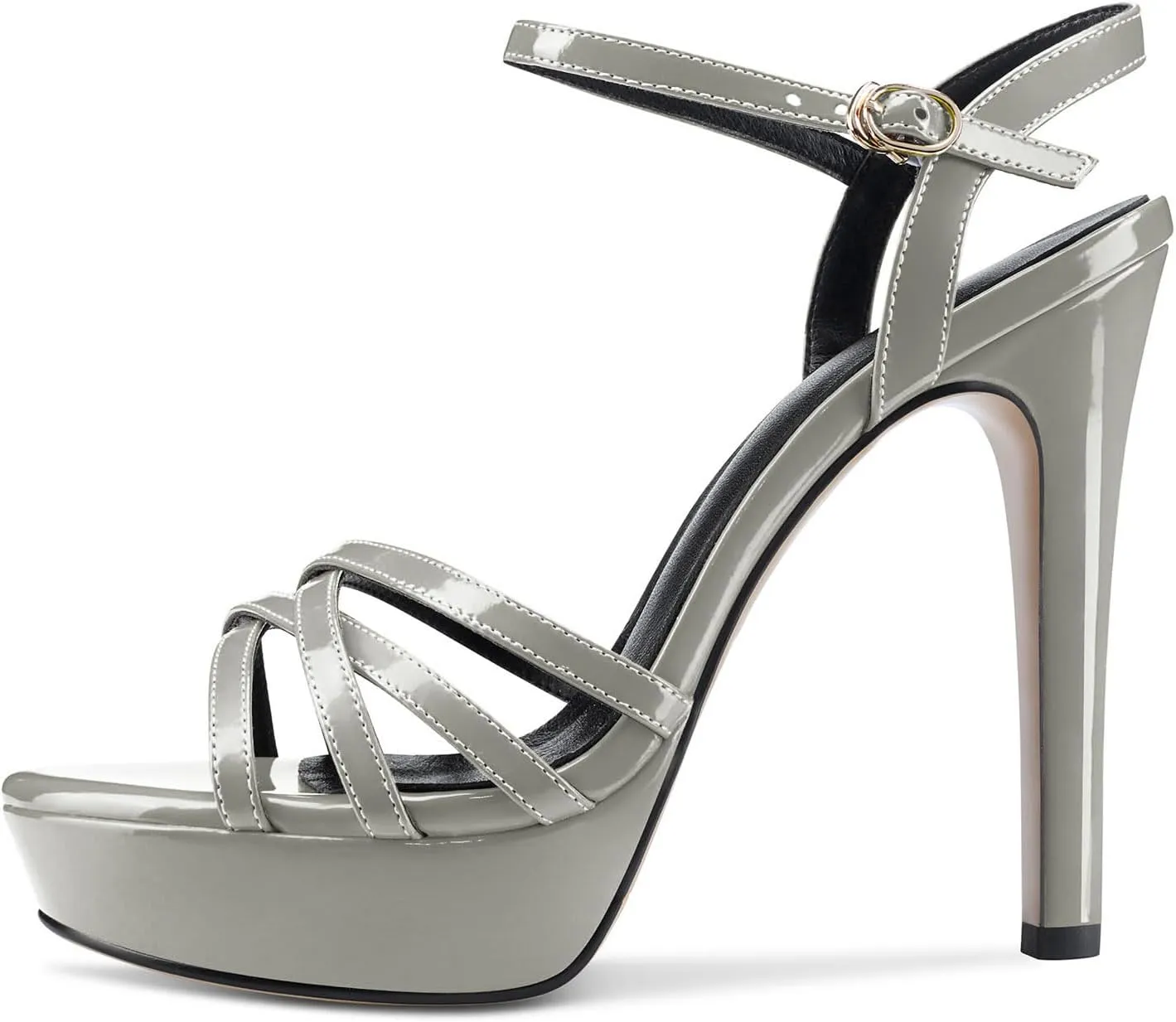 NobleOnly Women's High Heels Platform Roman Slingback Ankle Strap Sandals Open-Toe Stilettos Sandal 5" Heel Bassic Shoes
