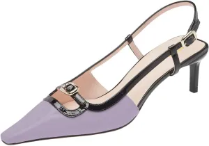 Pazzion Women's Square Toe Stiletto Heeled Slingback Pumps Mid Heel Backstrap Buckle Slip On Sandal Casual Outdoor Dress Shoes Size 4-16 US
