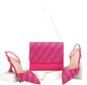 Peep Toe Rhinestone Sandals Purse Italian Banquet Party Matching Set