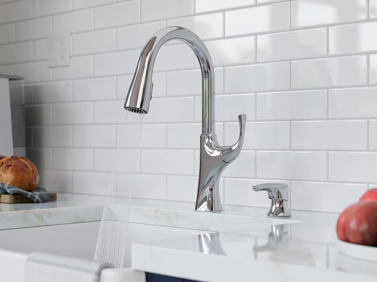 Pfister Miri 2.0 Kitchen Faucet with Pull Down Sprayer and Soap Dispenser, Single Handle, High Arc, Polished Chrome Finish, F5297MRRC