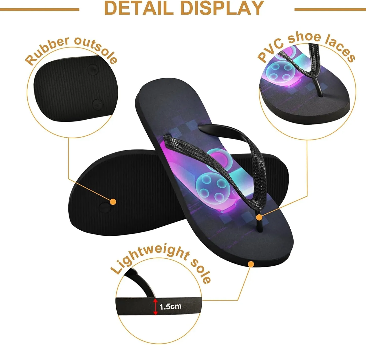 Poeticcity Flip Sandal Men Women Flip Flops for Hotel Spa Home Slippers Bedroom Travel S-XXL