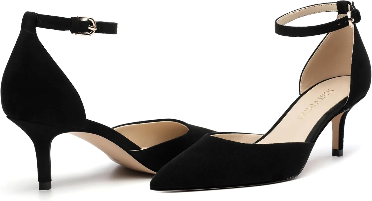 Pointed Closed Toe Heels for Women, Women's Ankle Strap Pumps, Wedding Party Office Business Work Dress Shoes