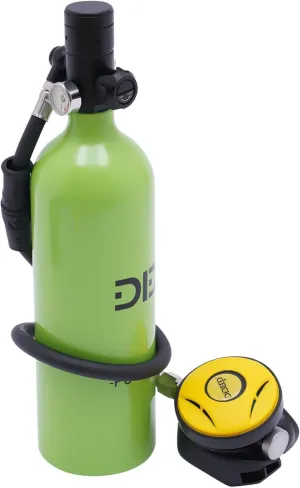 Portable Scuba Tank - 1L 3000PSI Aluminum Dive Cylinder w/Emergency Release - for Snorkeling, Rescue & Underwater Exploration (32ft Depth Limit)