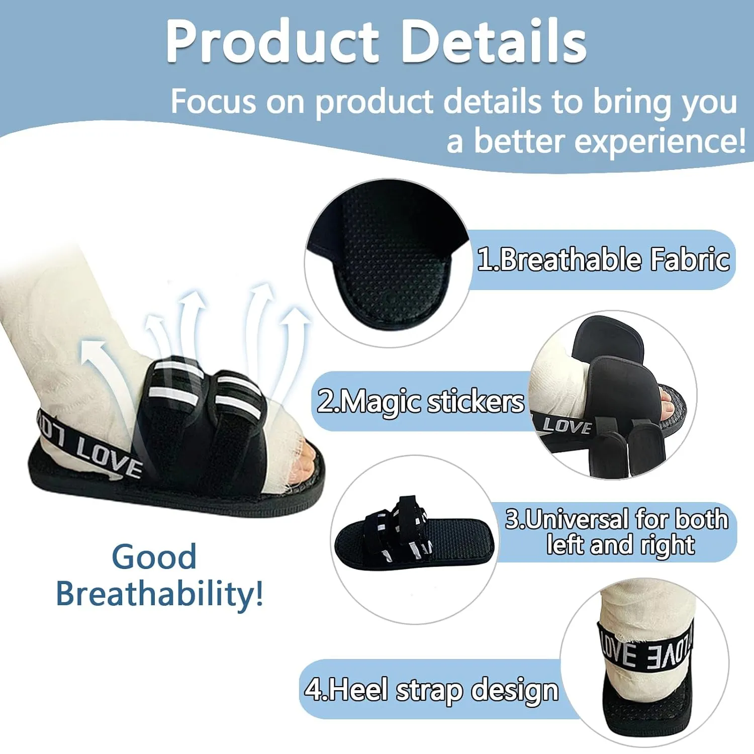 Post Op Shoe for Broken Foot,Adjustable Plaster Shoes,Fracture Shoes,Direct Post Op Recovery Shoe for Stable Ankle Joints,Medical Open-toe Plaster Shoes for Men or Women M