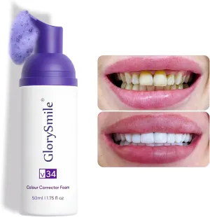 Purple Color-Correcting Teeth Whitening Foam, 50ml, Advanced Gentle Brightening and Stain-Removing Formula for Daily Use, Fresh Minty Flavor, Ideal for Sensitive Smiles