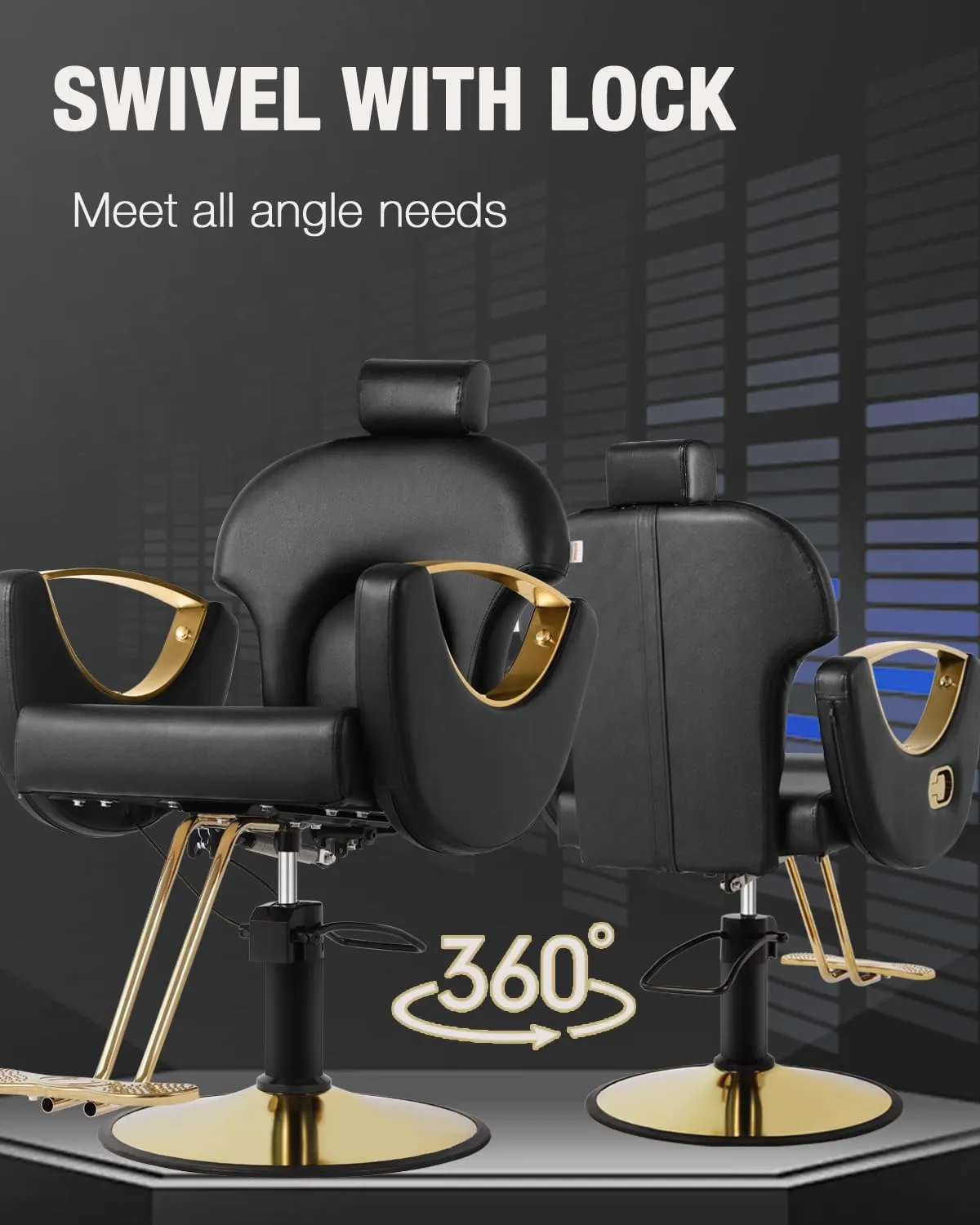 Reclining Salon Chair for Hair Stylist, Barber Chair with Heavy Duty Hydraulic Pump, Hair Salon Tattoo Braiding Chair Beauty Spa Equipment, Cool Black