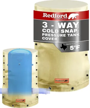 Redford Supply Co. Cold Snap (5F) Round Pressure Tank Insulation, 3-Way Round, 28"Diameter x 54"H, Water Well Tank Cover Insulated, Well Pump Freeze Proof for Winter (Beige)