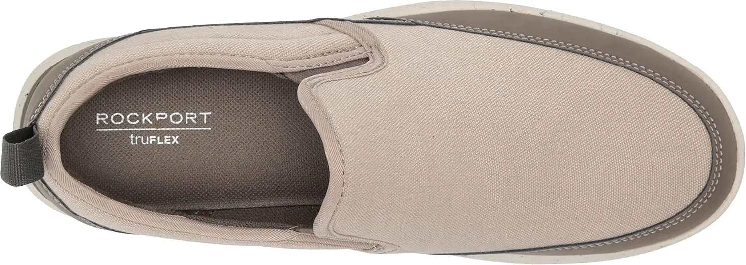 Rockport Men's Truflex Fly Slip on Mudguard Sneaker, Stone Multi, 7 Wide
