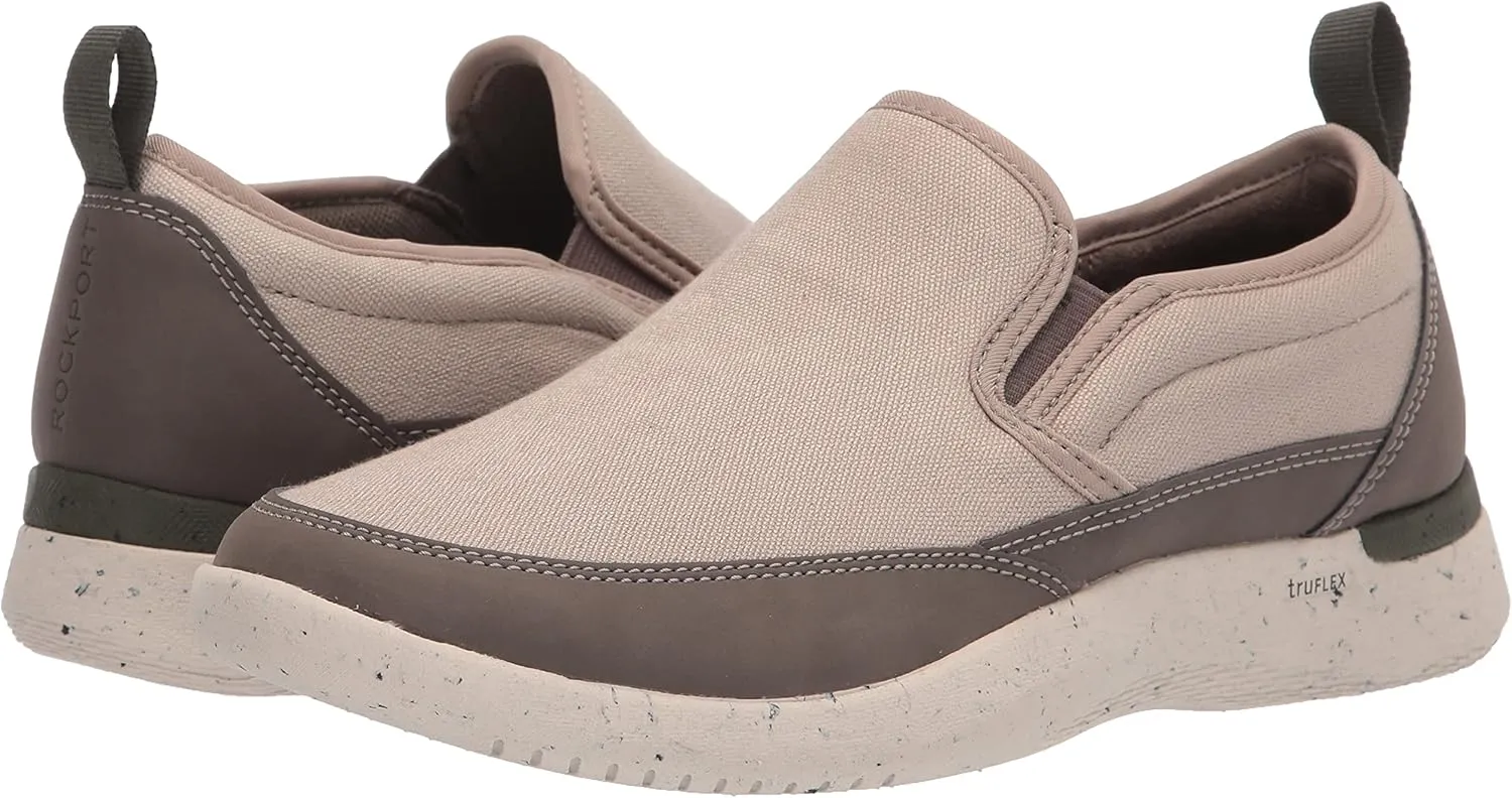 Rockport Men's Truflex Fly Slip on Mudguard Sneaker, Stone Multi, 7 Wide