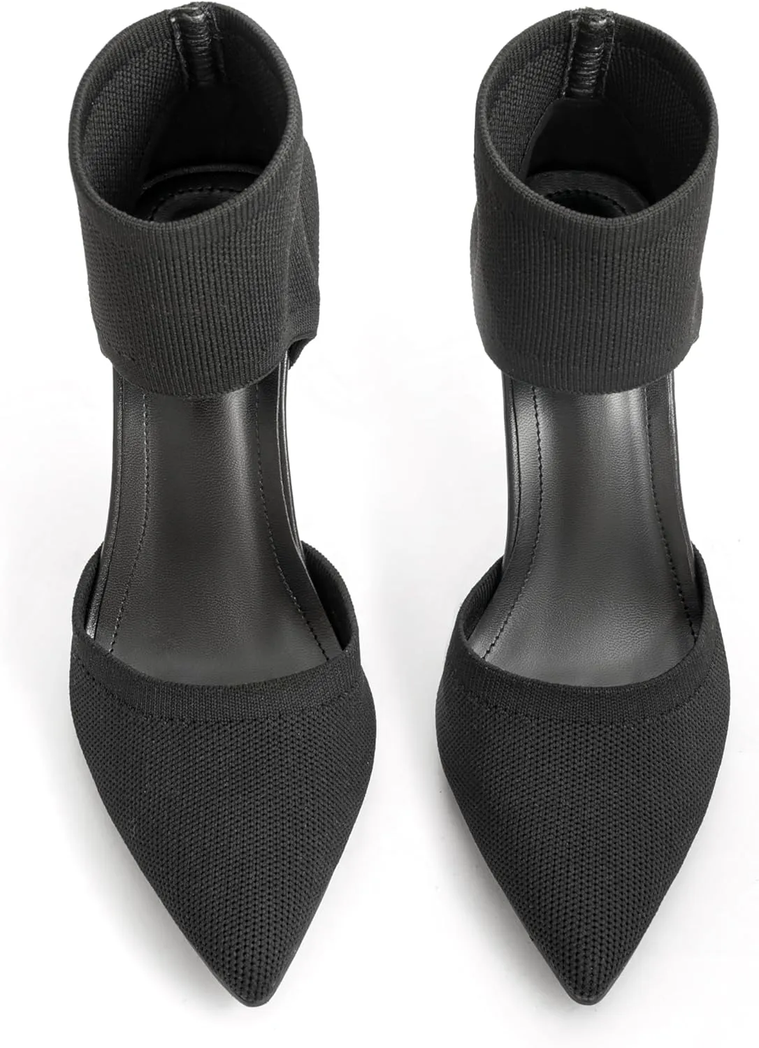 Sexy Black Heels Pumps for Women 3.7 Inches Closed Toe Stiletto Heel Knit Sandals Pointed Toe Stretchy Sock-Like Elastic Sandal Booties for Summer Slip On Comfortable Women Dress Shoes
