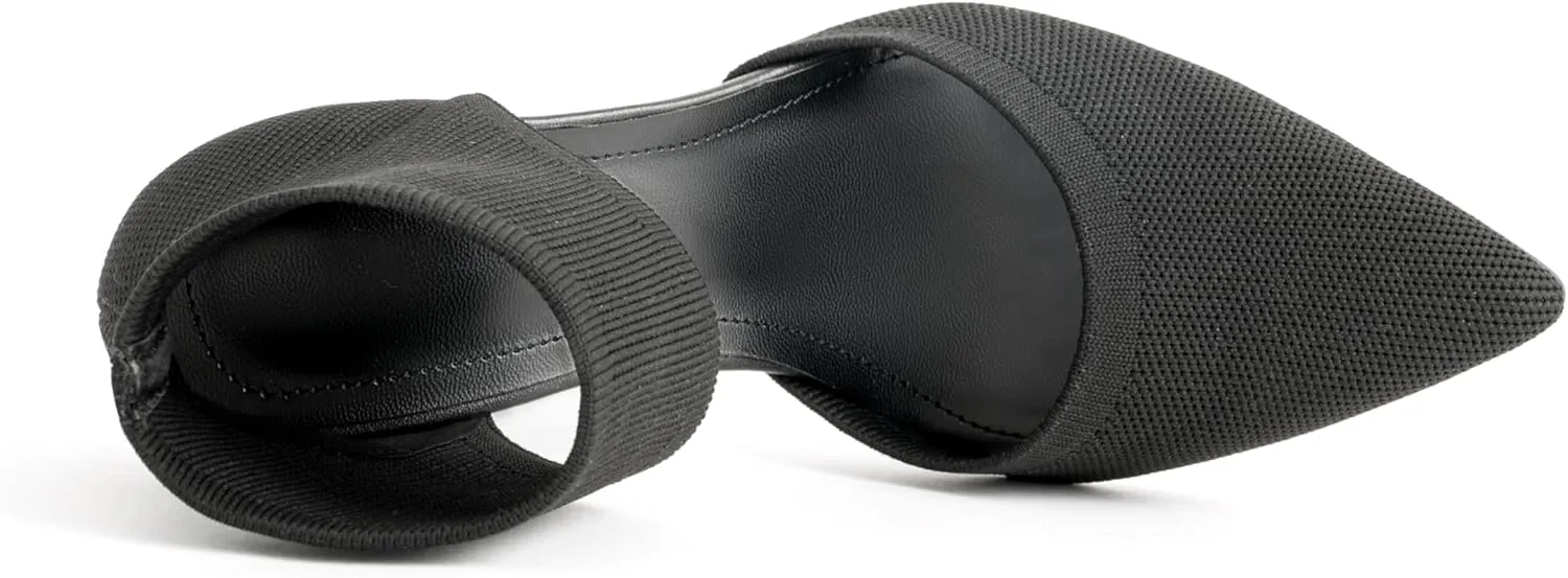 Sexy Black Heels Pumps for Women 3.7 Inches Closed Toe Stiletto Heel Knit Sandals Pointed Toe Stretchy Sock-Like Elastic Sandal Booties for Summer Slip On Comfortable Women Dress Shoes