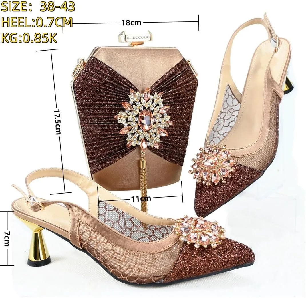 Shimmering Crystal Bridal Pumps Purse African Designer Wedding Accessories