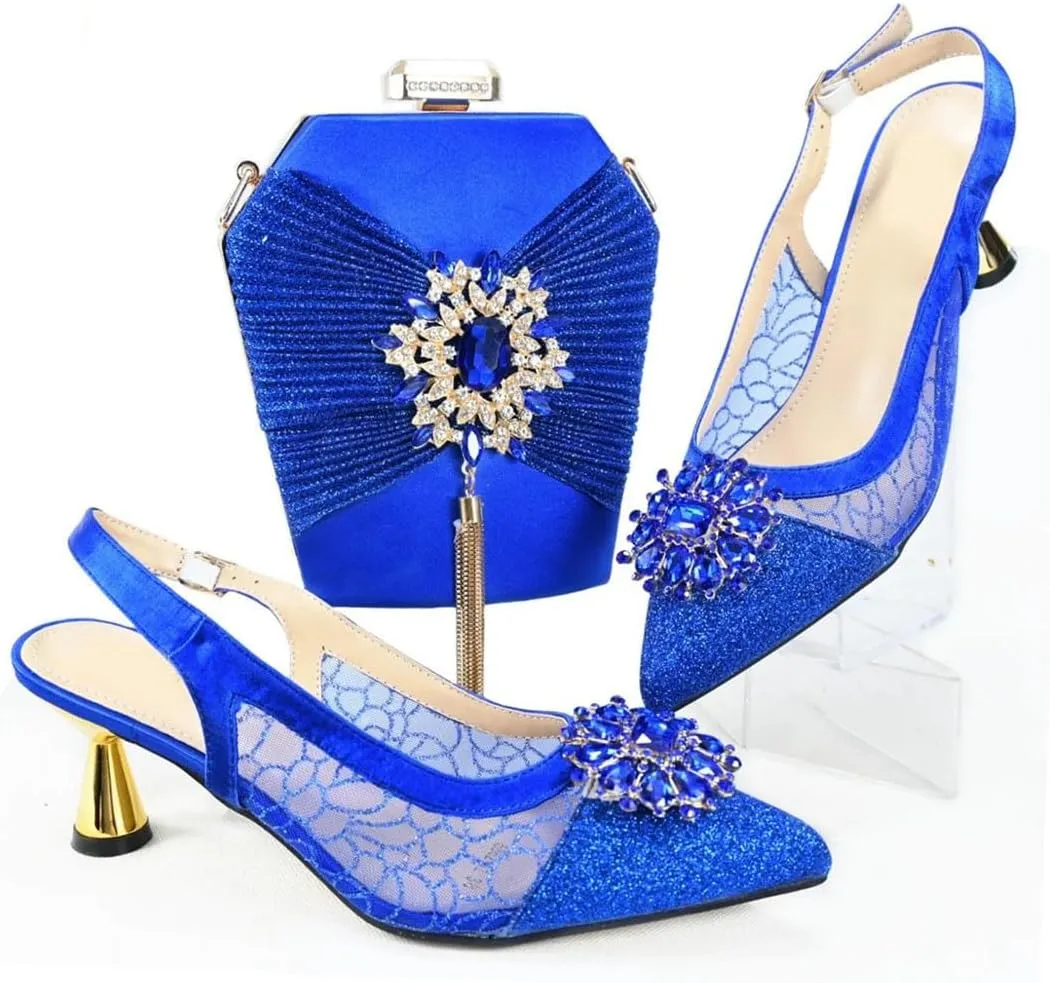Shimmering Crystal Bridal Pumps Purse African Designer Wedding Accessories