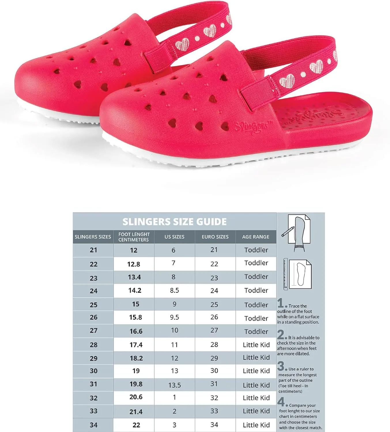 Slingers Juvenile Kids Water Shoe Mule Slingback - Girls Pool Slide/Washable Sandal Flats.