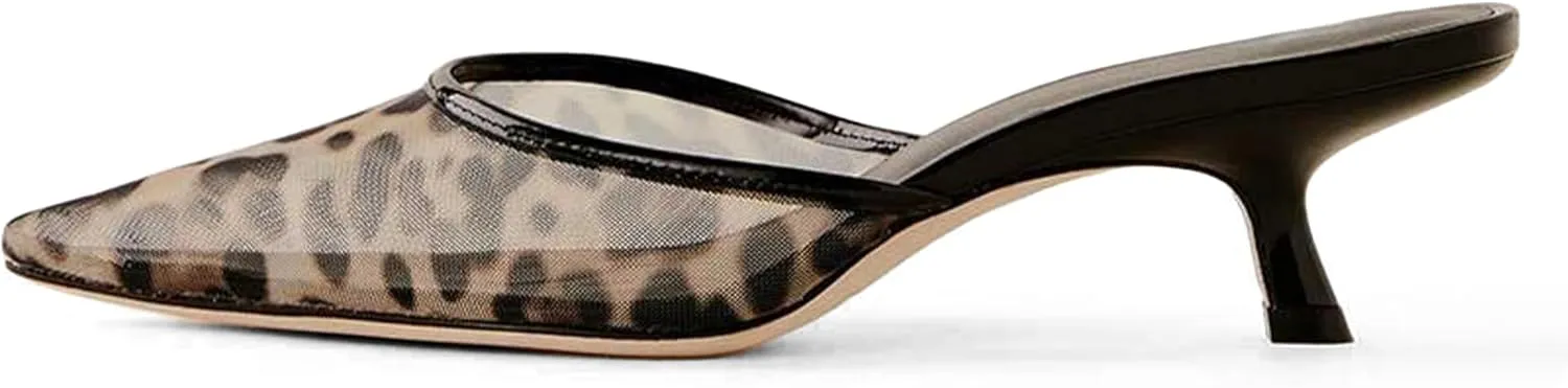 Slippers for Women Women Kitten Heels Mules Closed Pointed Toe Slip on Backless Stiletto Slingback Heels Dress Pumps Shoes