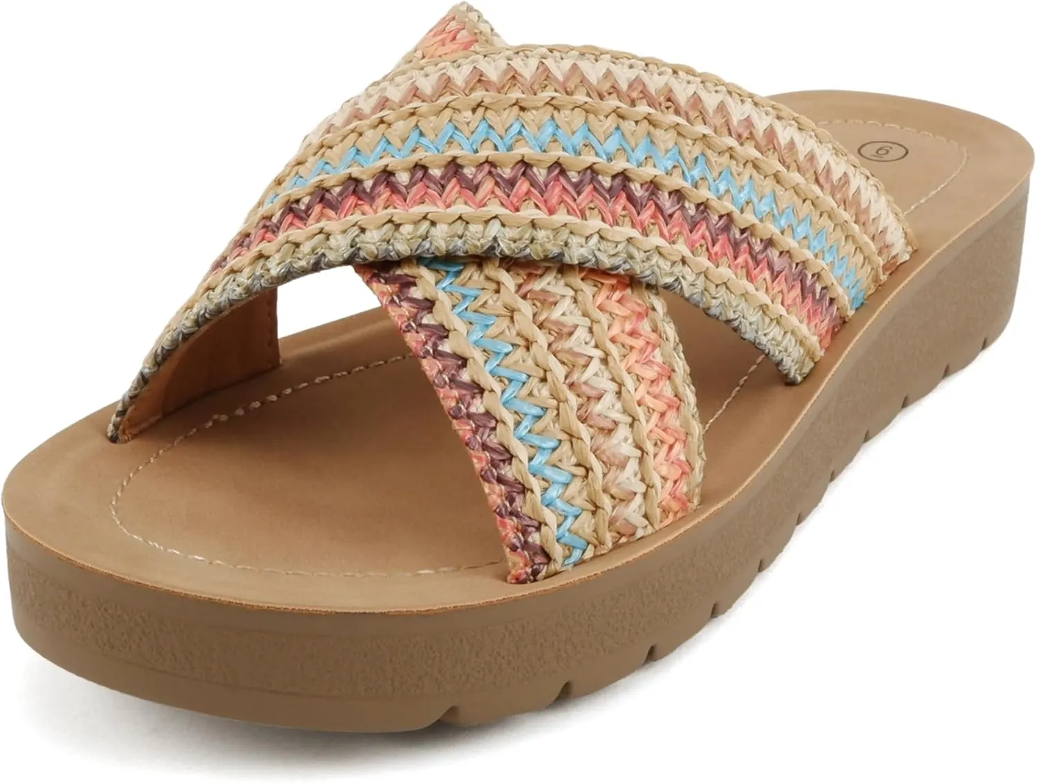 Soda LUCY ~ Women Open Toe Flatform Platform Crisscross Band Upper Fashion Slide Sandals