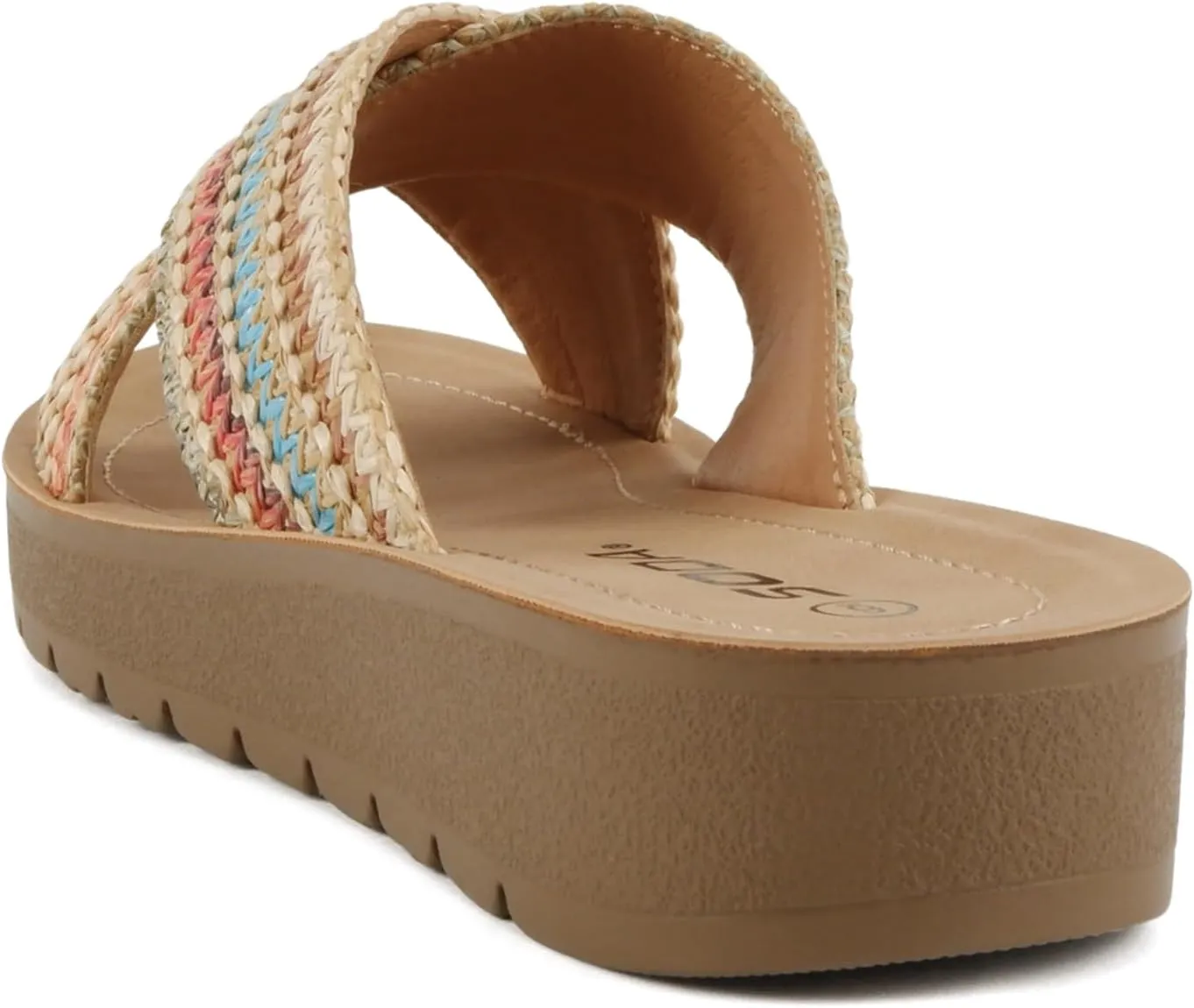 Soda LUCY ~ Women Open Toe Flatform Platform Crisscross Band Upper Fashion Slide Sandals