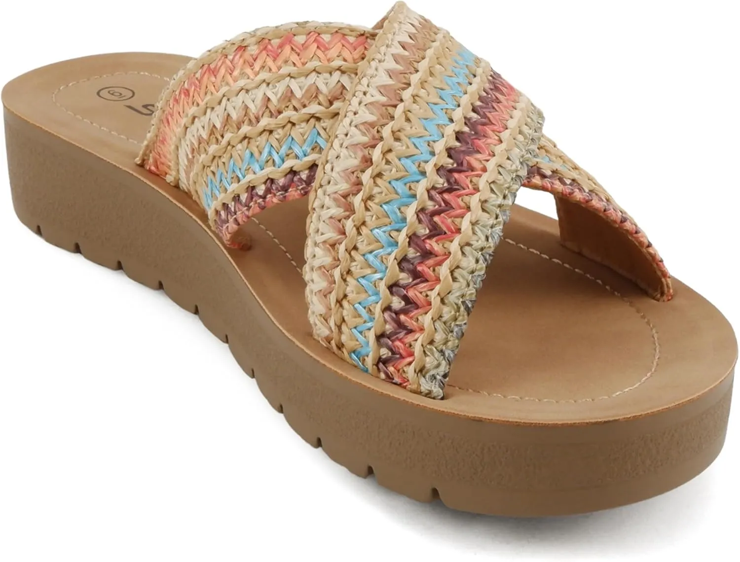 Soda LUCY ~ Women Open Toe Flatform Platform Crisscross Band Upper Fashion Slide Sandals