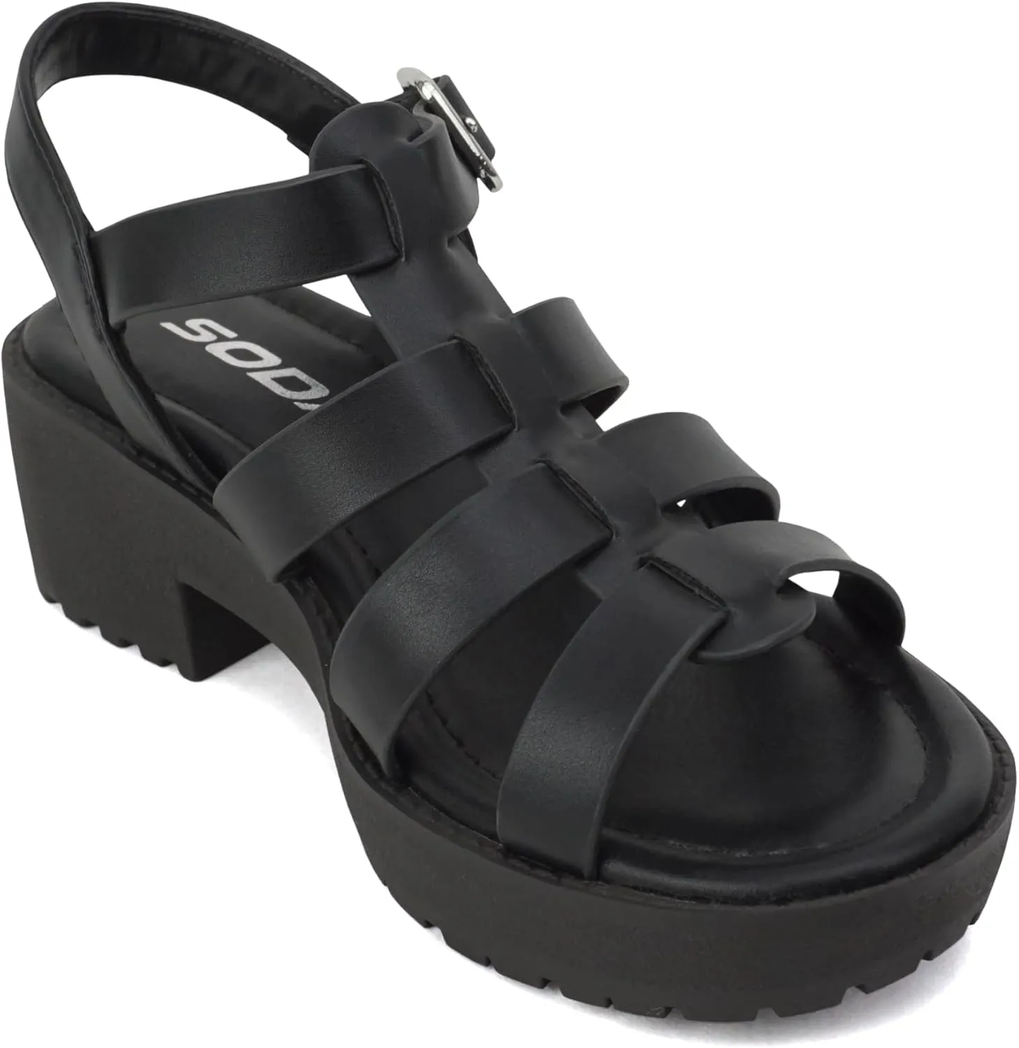 Soda “NEOLA-2” ~ Little Kids/Children/Girls Open Toe Ankle Strap Low Heel Lug Sole Fisherman Sandal