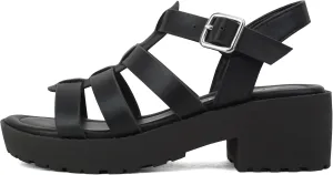 Soda “NEOLA-2” ~ Little Kids/Children/Girls Open Toe Ankle Strap Low Heel Lug Sole Fisherman Sandal