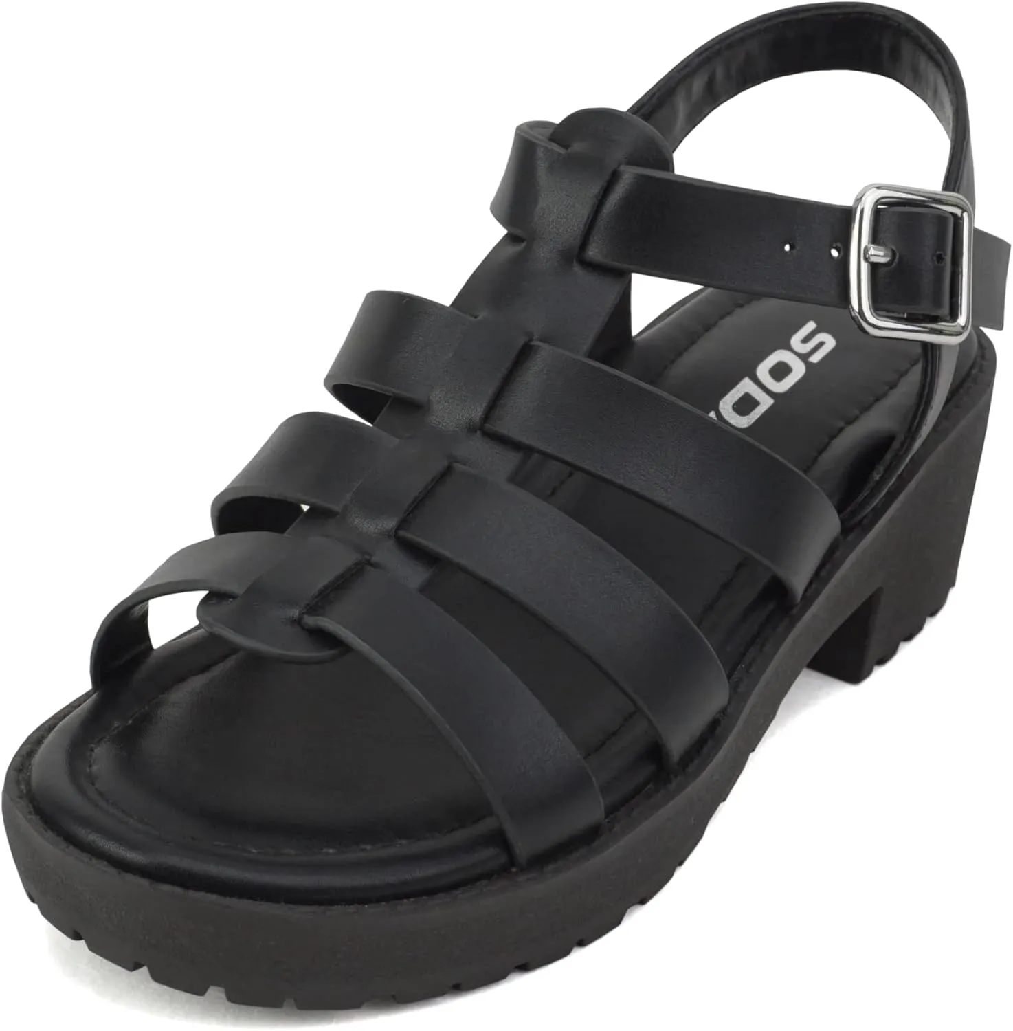 Soda “NEOLA-2” ~ Little Kids/Children/Girls Open Toe Ankle Strap Low Heel Lug Sole Fisherman Sandal