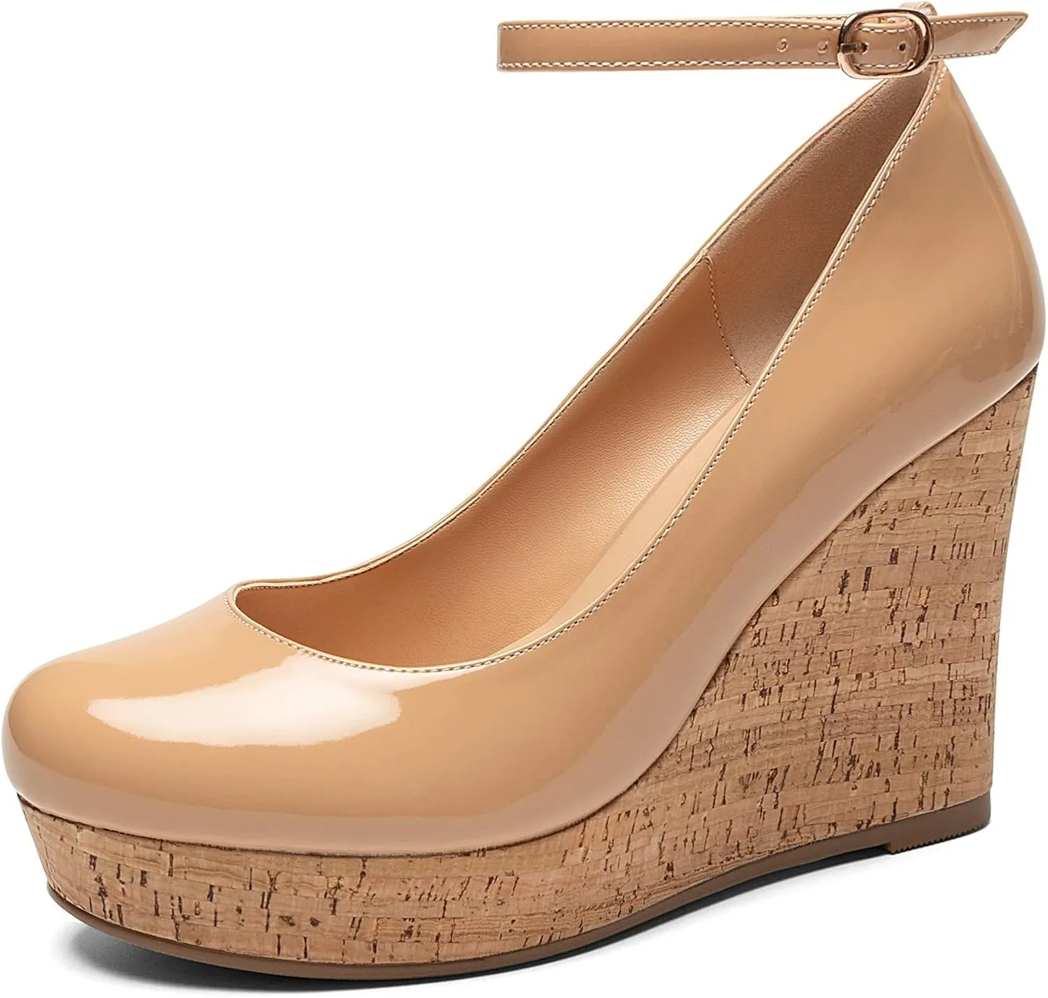 Soireelady Women's Platform Wedges Ankle Strip Heel Pumps Platform High Heel Wedge Pump Shoes