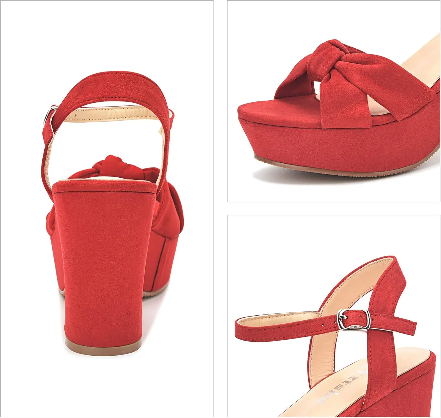 syztsho Women's Platform Heels Ankle Strap Sandals Peep Toe Suede Wedges Sandal Fashion Wedding Sexy Dress Block Chunky High Heel Pumps