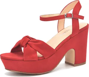 syztsho Women's Platform Heels Ankle Strap Sandals Peep Toe Suede Wedges Sandal Fashion Wedding Sexy Dress Block Chunky High Heel Pumps
