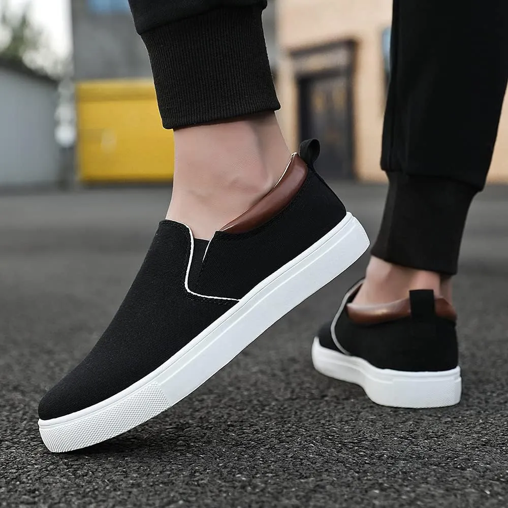 tazimall Men's Large Size Canvas Shoes, Slip on Flat Loafers