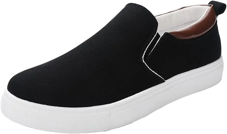 tazimall Men's Large Size Canvas Shoes, Slip on Flat Loafers