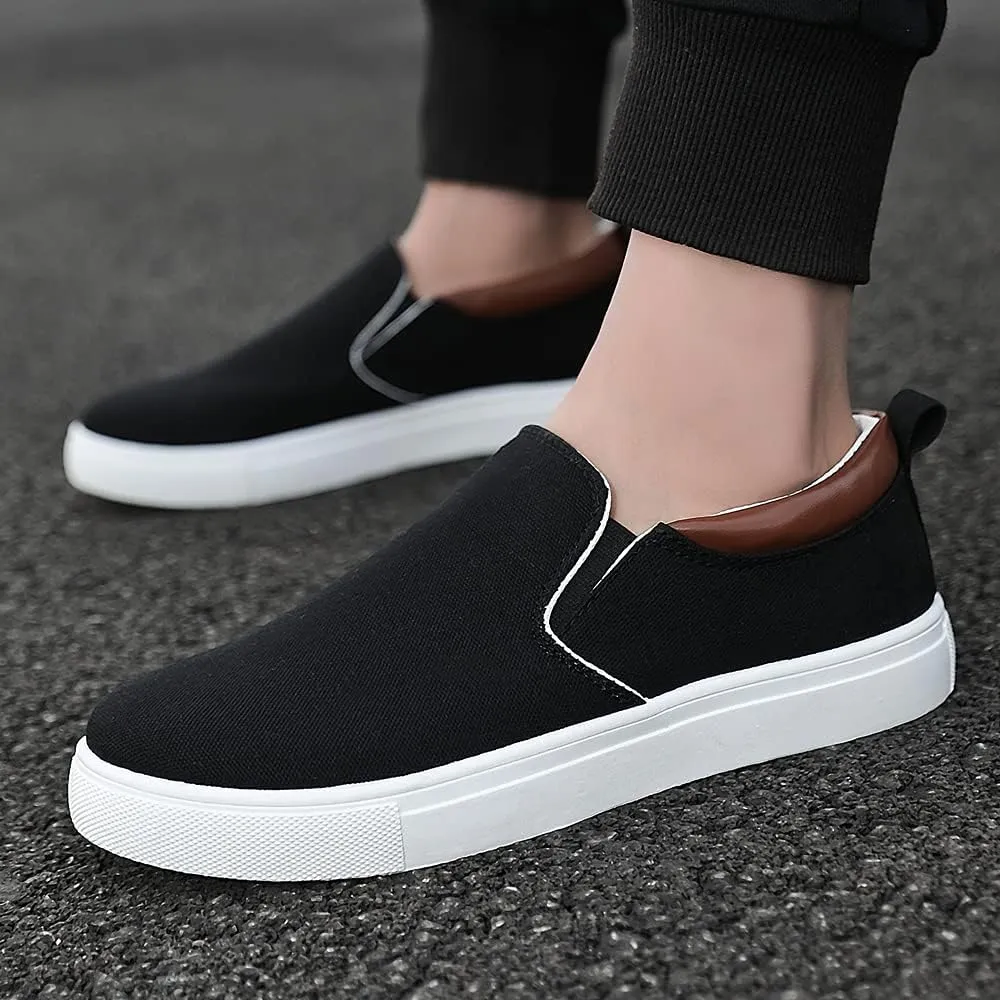 tazimall Men's Large Size Canvas Shoes, Slip on Flat Loafers