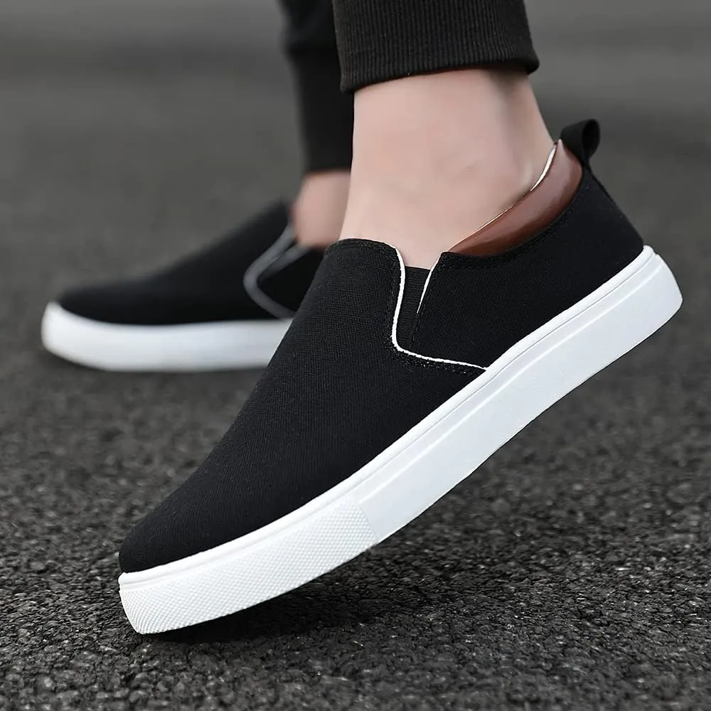 tazimall Men's Large Size Canvas Shoes, Slip on Flat Loafers