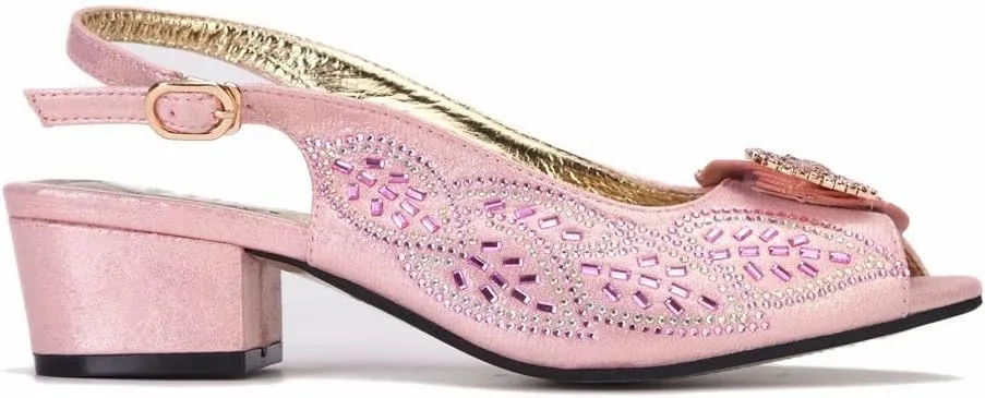 Thin Heel Mules Matching Bag Water Drill Office Party Shoe Set