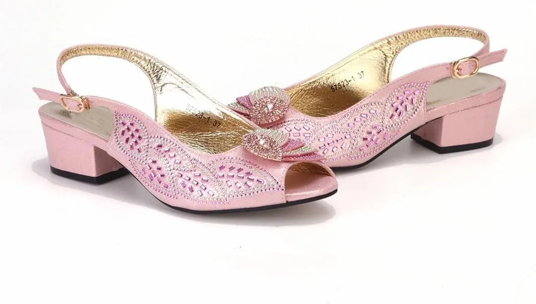 Thin Heel Mules Matching Bag Water Drill Office Party Shoe Set