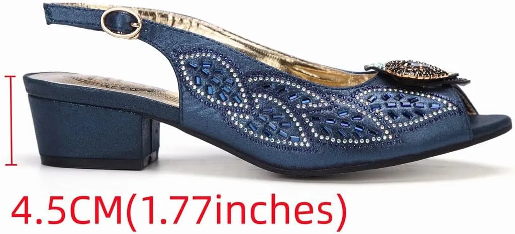 Thin Heel Mules Matching Bag Water Drill Office Party Shoe Set